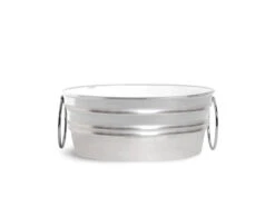 Lavabo Sospeso/Appoggio Tinozza 60X40Xh25 Con Anelli In Ceramica Opaco Argento