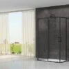 Box Doccia Arek 80x80x80 H190 Porte Scorrevoli E Lato Fisso Cristallo 6 Mm Trasparente Serigrafato Nero Opaco -Bagno Negozio arek porta porta fisso nero opaco 2