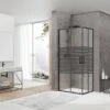 Box Doccia Angolare Arek 70x100 H190 Porte Scorrevoli Cristallo 6 Mm Trasparente Serigrafato Nero Opaco -Bagno Negozio arek porta porta rettangolare nero opaco 1