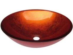 Lavabo Da Appoggio Pureglass Ciotola Cm. Ø42X14 Cristallo Foglia Arancio