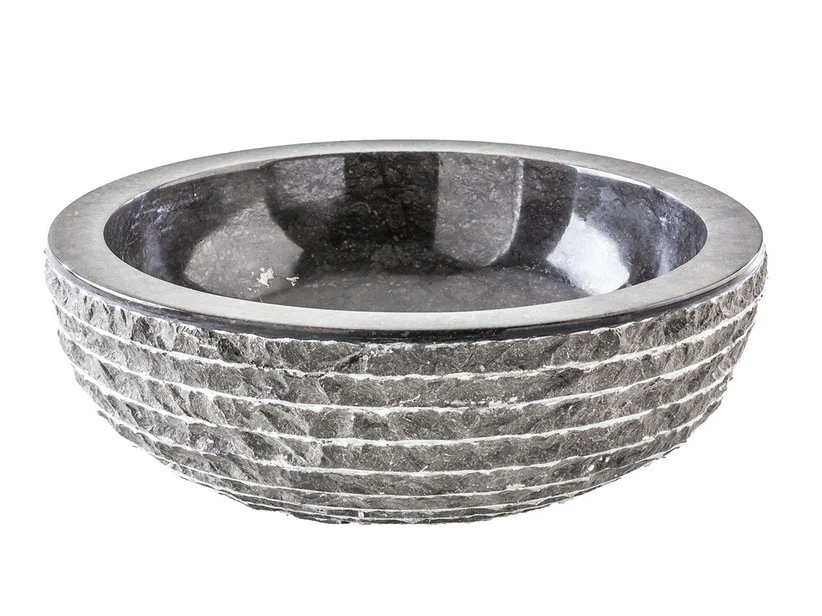 Lavabo Da Appoggio In Marmo Selce Ø40xH15 Cm Nero 3 Lavabo Da Appoggio In Marmo Selce Ø40xH15 Cm Nero