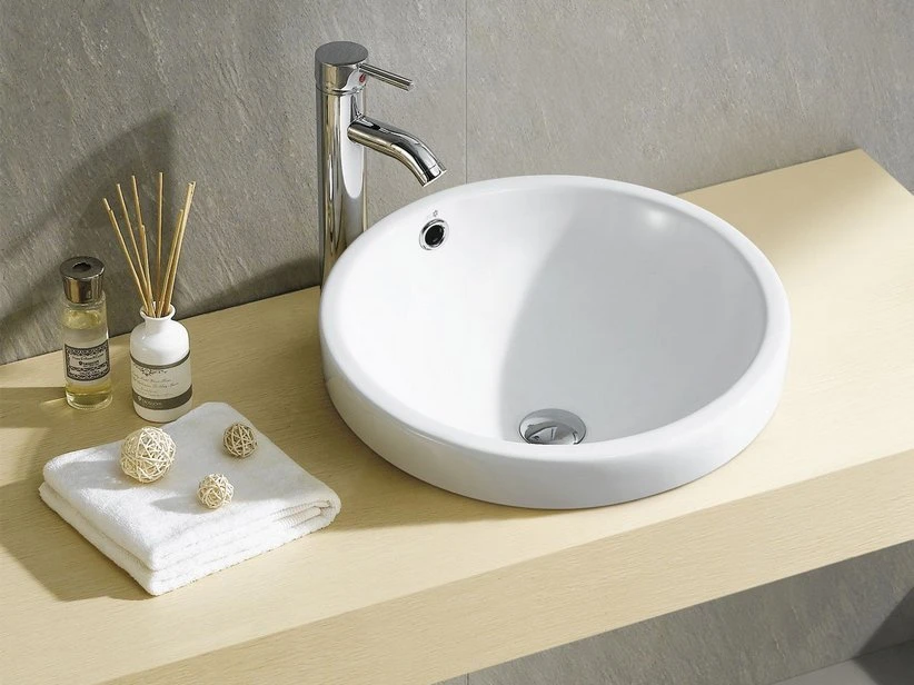 Lavabo Semincasso Soprapiano Lille Ø46,5 H6,3 In Ceramica Lucido Bianco 3 Lavabo Semincasso Soprapiano Lille Ø46,5 H6,3 In Ceramica Lucido Bianco