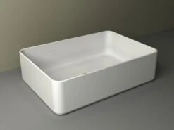 Lavabo Da Appoggio Piuma Rettangolare 50X35 H12 In Ceramica Lucido Bianco