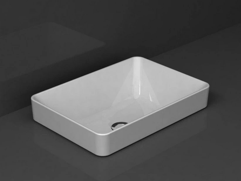 Lavabo Semincasso Soprapiano Piuma 50X35 H7,5 In Ceramica Lucido Bianco 3 Lavabo Semincasso Soprapiano Piuma 50X35 H7,5 In Ceramica Lucido Bianco