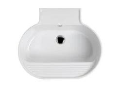 Lavabo Lavanderia Tino 60X50Xh30 Con Strofinatoio Bianco Lucido