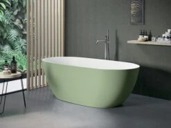 Vasca Freestanding Leo 160x74 Cm Esterno Verde Basilico/Interno Bianco Opaco