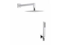 Kit Doccia Soffione Mel Inox Quadrato Con Duplex