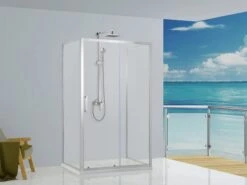 Box Doccia Neptum 120x70x70 H190 Porta Scorrevole E 2 Lati Fissi Cristallo 6 Mm Trasparente Cromato