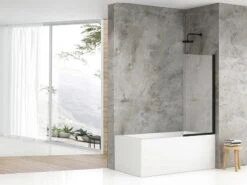 Parete Vasca Mulan 70X140 Cristallo Trasparente 6mm Profilo Nero Opaco