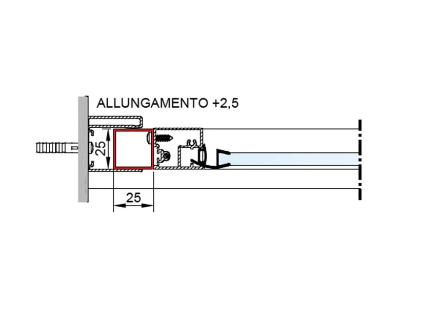 Profilo Di Allungamento Relax 25x25 +2,5cm Inox 3 Profilo Di Allungamento Relax 25x25 +2,5cm Inox
