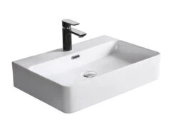 Lavabo Da Appoggio Sarca 60x42 In Ceramica Bianco Lucido
