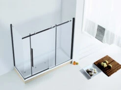 Box Doccia Per Vasca Velo 170X80Xh150 1 Anta Scorrevole Cristallo Trasparente 8 Mm Profilo Nero Opaco