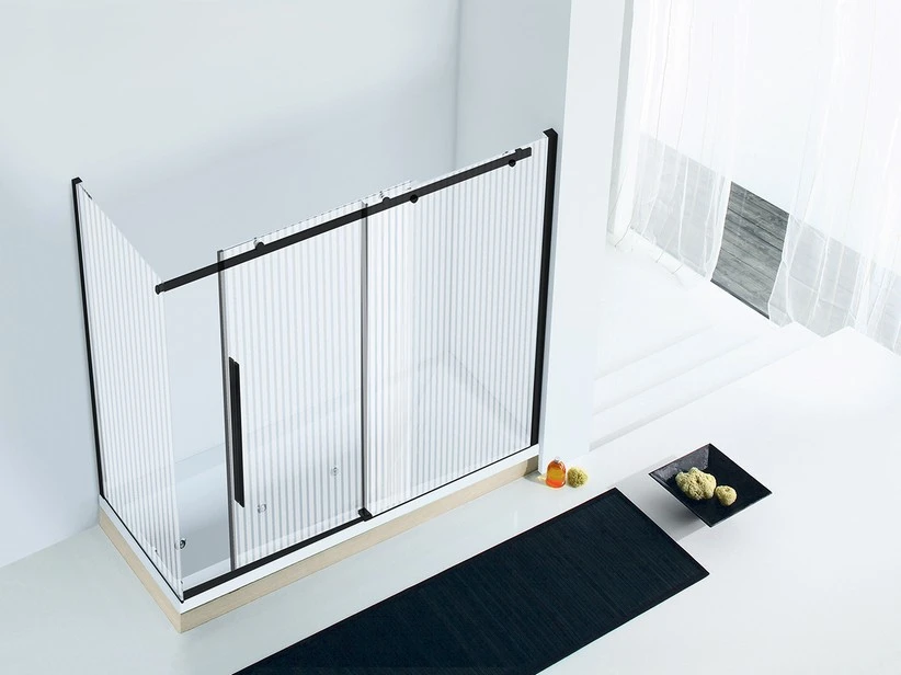 Box Sopravasca Velo Cm 170x80 H150 Porta Scorrevole Destra Cristallo Serigrafato Profili Nero Opaco 3 Box Sopravasca Velo Cm 170x80 H150 Porta Scorrevole Destra Cristallo Serigrafato Profili Nero Opaco