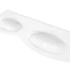 Lavabo Unitop Wave 138x51 Cm Doppia Vasca In Vetro Bianco Lucido -Bagno Negozio wave 67578