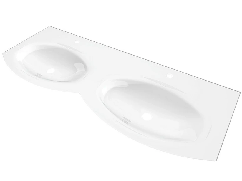 Lavabo Unitop Wave 138x51 Cm Doppia Vasca In Vetro Bianco Lucido 3 Lavabo Unitop Wave 138x51 Cm Doppia Vasca In Vetro Bianco Lucido